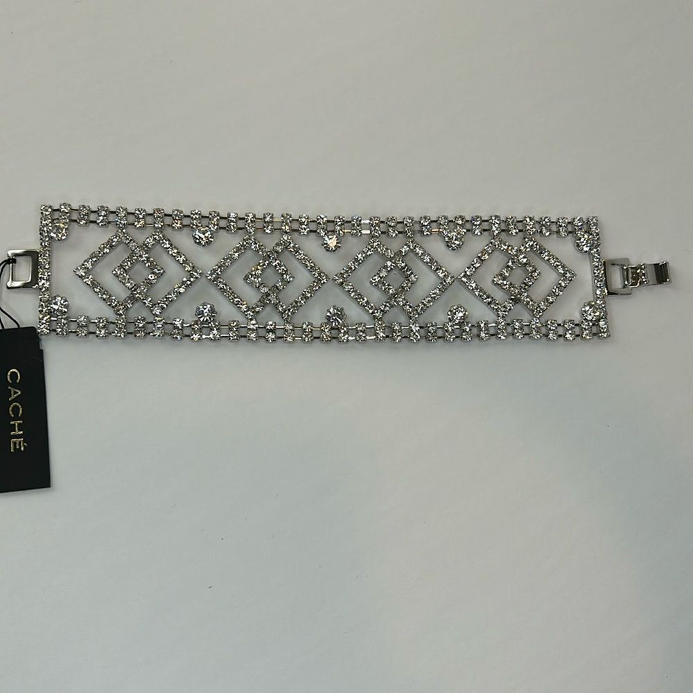 NWT CACHE Silver Crystal Tennis Bracelet